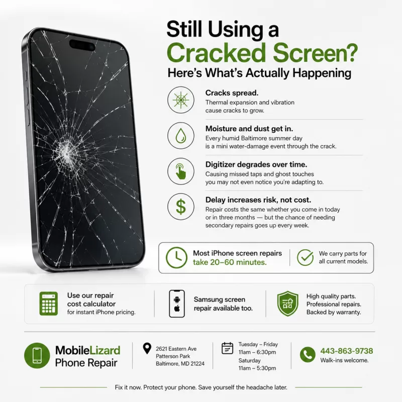 List of what happens when you use a cracked iphone or Samsung screen