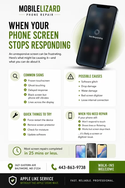 List of what to do when your phone screen stops responding to touch